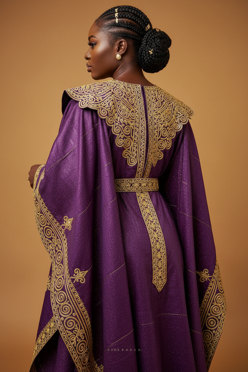 African tribal luxury dress for women -- Authentic Ékang, with premium designer & custom-made accessories